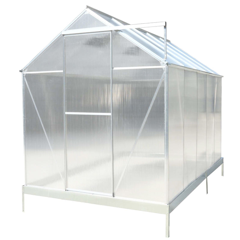 Polycarbonate house, Heavy Duty Outdoor Aluminum Walk-In House Kit With Rain Gutter, Vent And Door For Backyard Garden