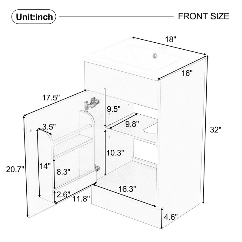 Bathroom Vanity With Sink, Cabinet With Adjustable Shelf