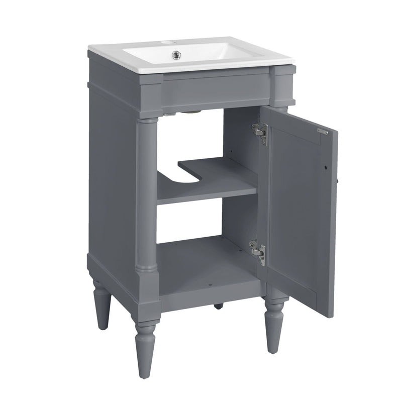 Bathroom Vanity With Sink, Storage Cabinet With Door, Drop In Sink, Compact Freestanding Design