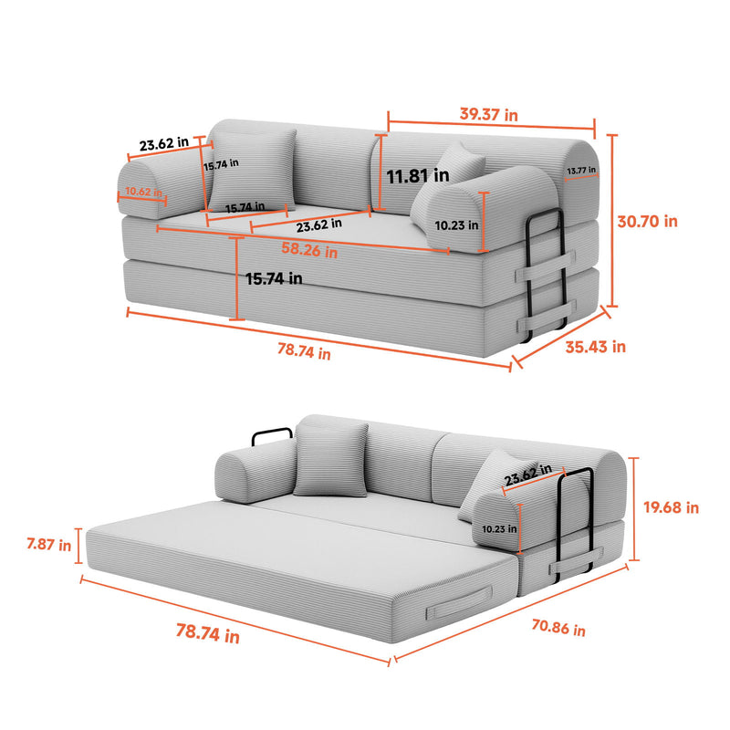 Convertible Sleeper Sofa Bed, Floor Lounge Couch For Living Room