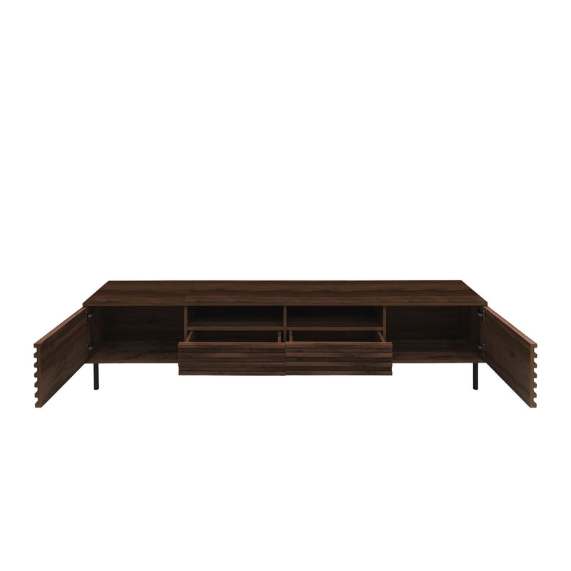 TV Stand For TVs Up To 85" With Closed Storage, Soft Closing Hinges - Walnut