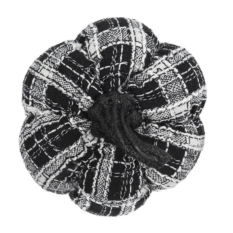 Light Plaid Pumpkin, For Holiday Halloween Decor - Black / White