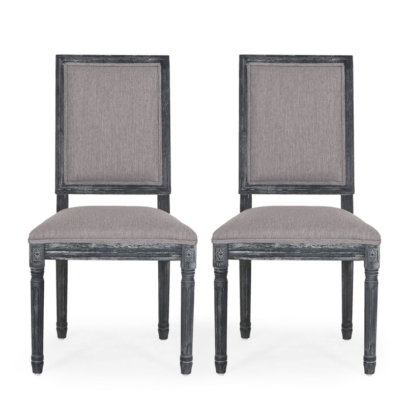 French Country Style Dining Chair With Upholstered Seating And Fluted Legs