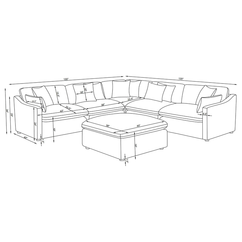 Greeley - 6 Piece Upholstered Modular Sectional Sofa - Ivory