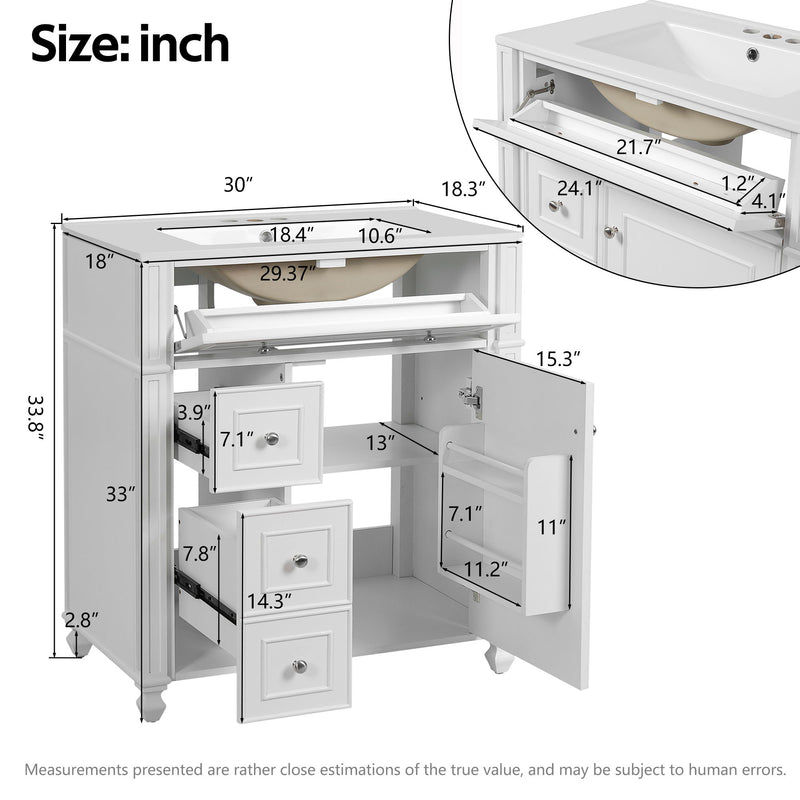 Bathroom Vanity Cabinet With Sink, Soft Close Doors With Door Organizer
