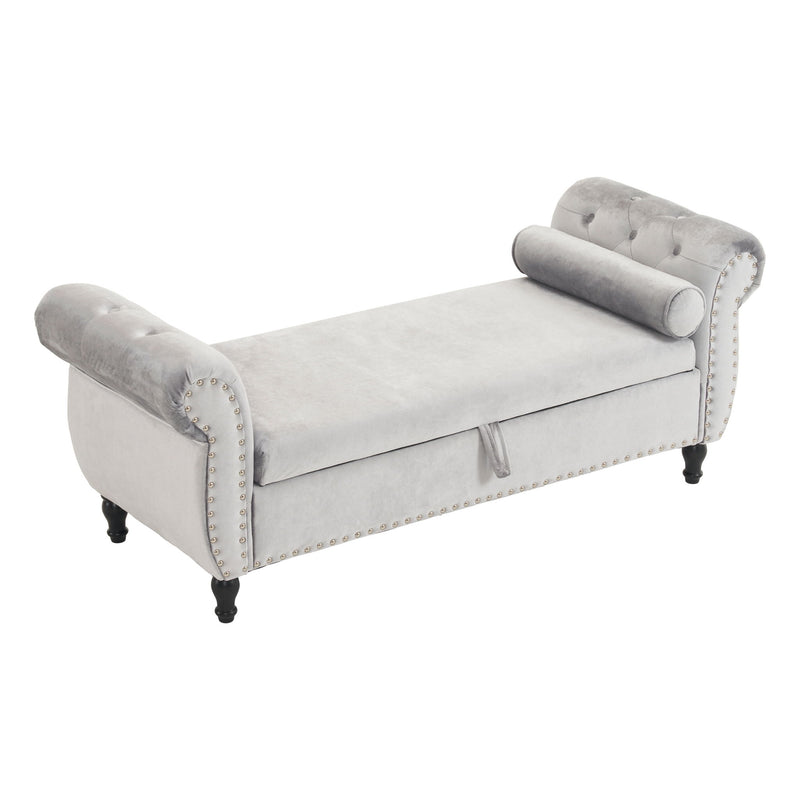 Luxurious Multifunctional Storage Ottoman Bench With Pillow