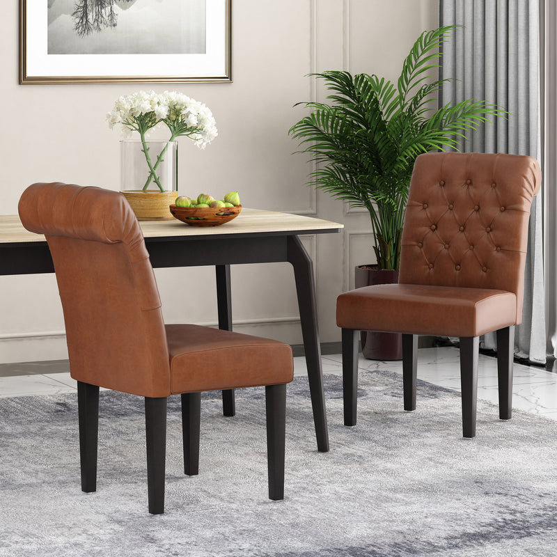 Broxton - Tuft Dining Rolltop Chairs With Button Tufted Backrest (Set of 2)