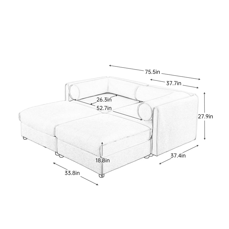Contemporary Elegant Sofa With Storage And Ottoman