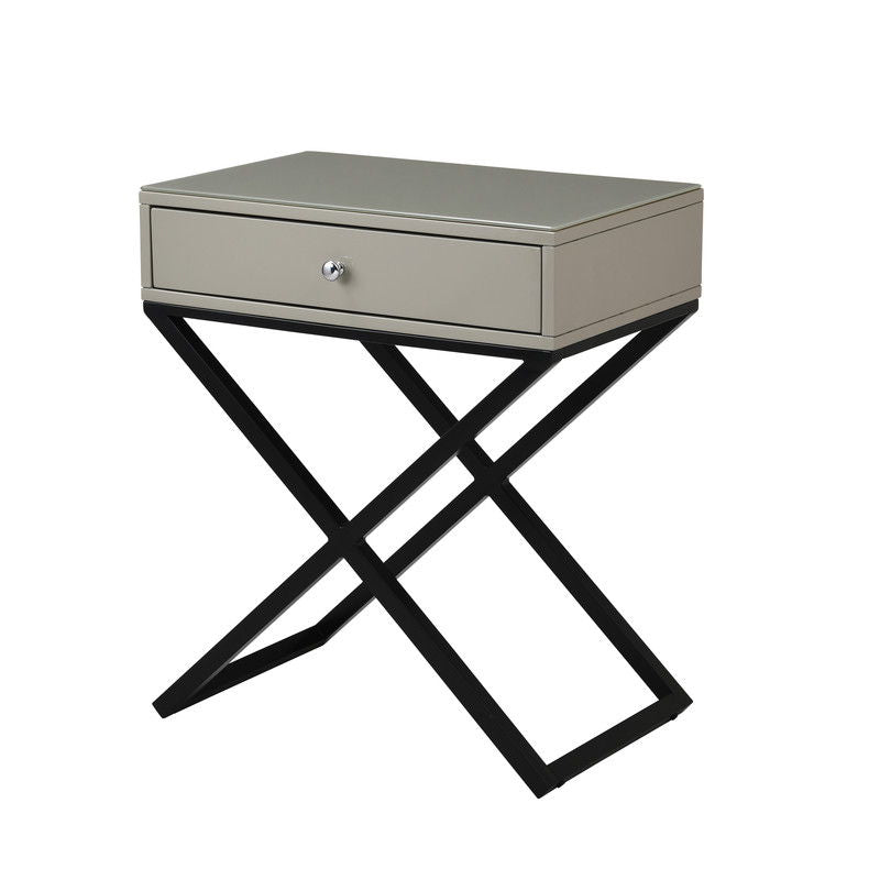 Koda - End Side Table Nightstand, Drawer And Cross Base