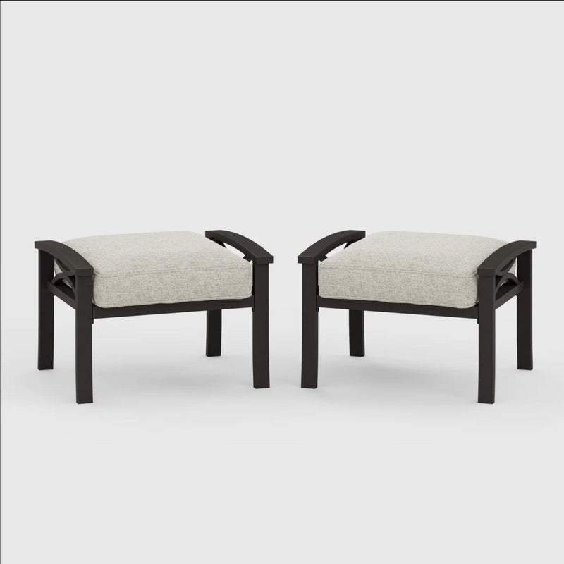 Modern All-Weather Ottomans With Cushions (Set of 2)