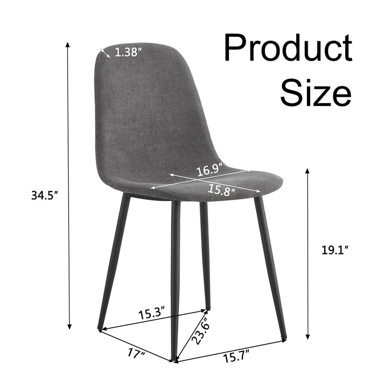 Modern Medieval Style Cushioned Side Chairs Set With Metal Legs For Kitchens