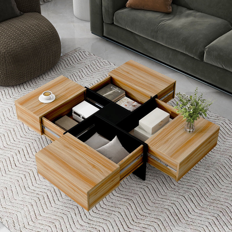 Wallace - Coffee Table With 4 Hidden Storage Compartments - Brown
