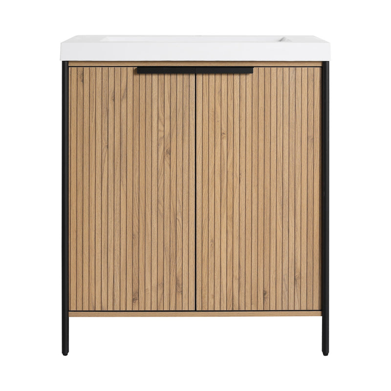 Modern Freestanding Bathroom Vanity With Resin Sink & Soft Close Cabinet Doors