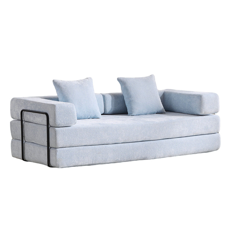 Convertible Floor Sofa Bed With Pillow Back Support Armrest