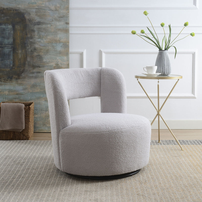 Swivel Comfy Round Barrel Chair With Soft Teddy Fabric For Living Room