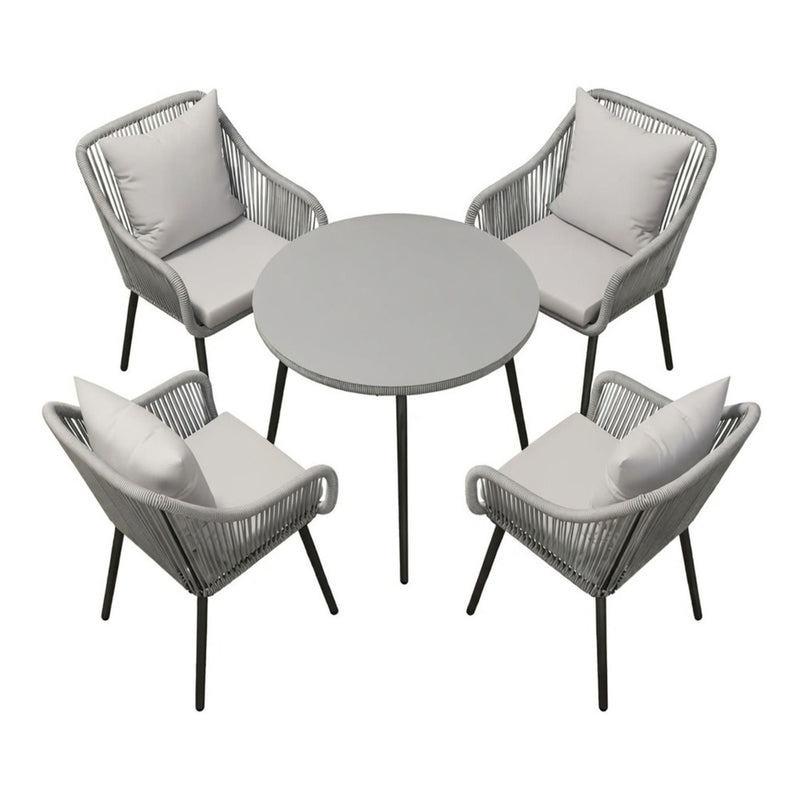 5 Piece Twisted Rattan Patio Dining Set With Table