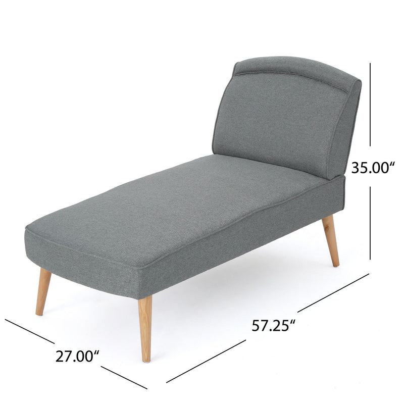 Fabric Chaise Lounge With Rubberwood Frame - Slate