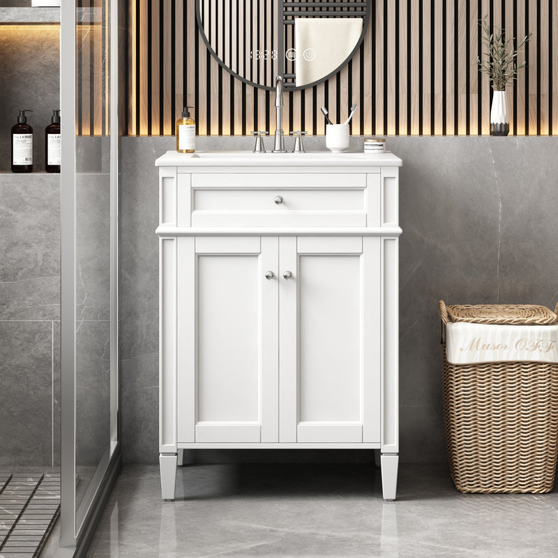 Bathroom Vanity With 2 Doors And Tip Out Drawer, Soft Closing Hinges