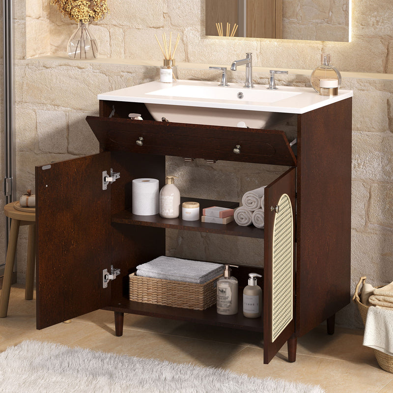 Modern Bathroom Vanity With Sink, Cabinet With Adjustable Shelf