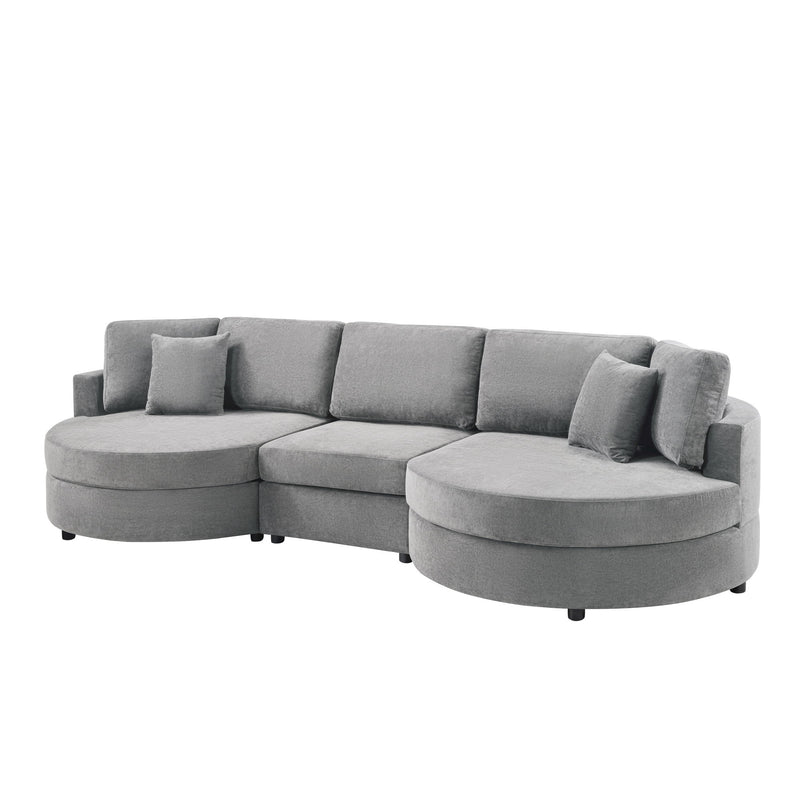Modern 3 Seater Upholstered Sofa With Curved Design