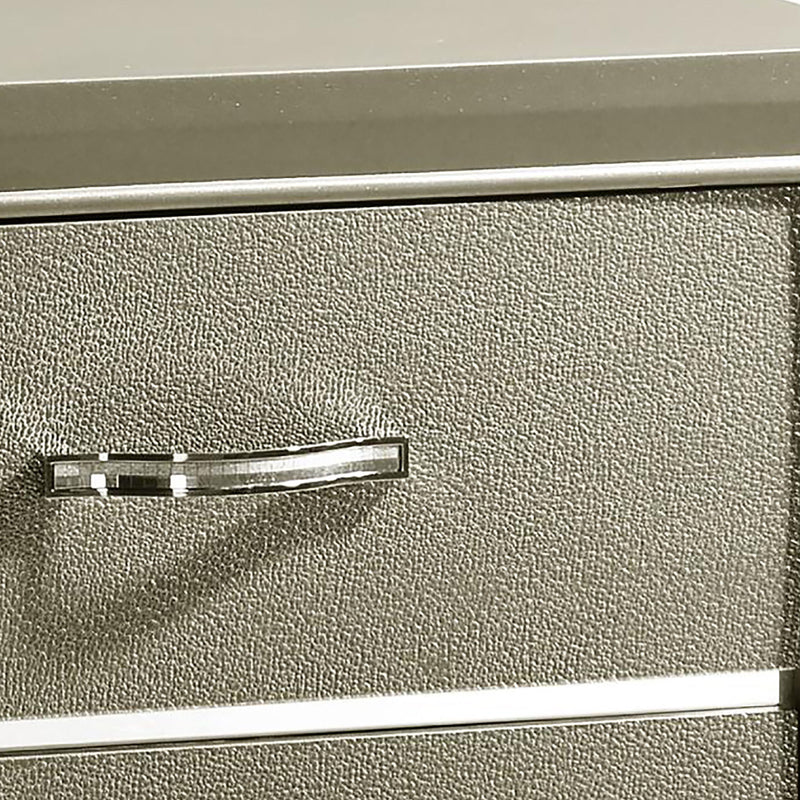 Nightstand With 2 Drawers Bedroom Storage With Accents - Champagne