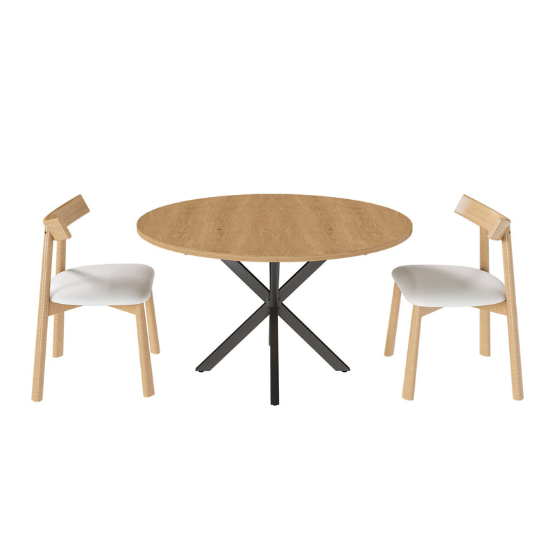 Modern Extendable Round Dining Table Set, Table With Chairs