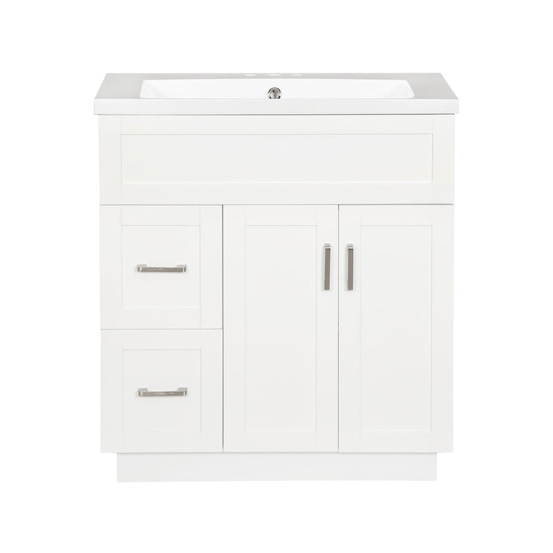 Bathroom Vanity With 2 Doors, 2 Drawers, Adjustable Shelf, Hidden Slides & Soft Close Hinges