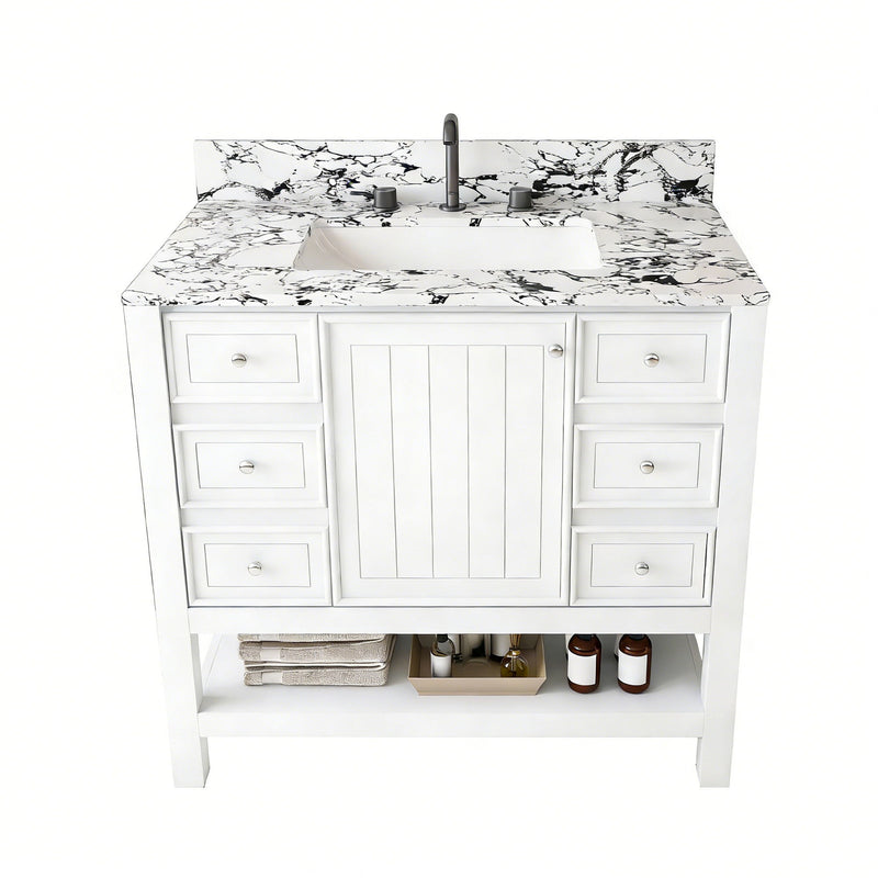 Bathroom Vanity Set With 3 Drawers And Storage Cabinet - White