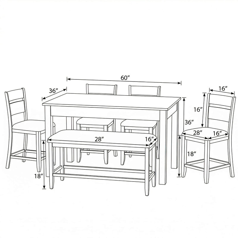 6 Piece Gathering Dining Set