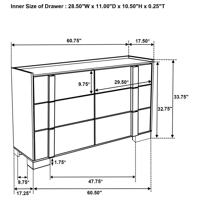 Lincoln - 6 Drawer Dresser - Natural