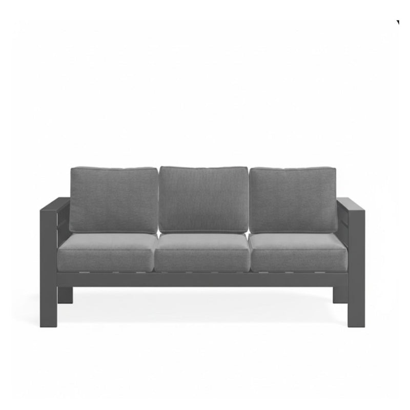 All Weather 3 Seat Patio Sofa With Thick Cushions - Gray / Gray