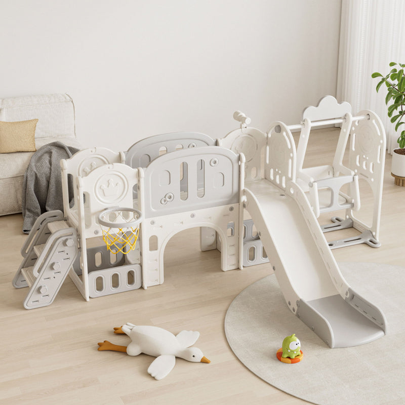 Toddler Slide Kids Playground With Basketball Hoop And Swing