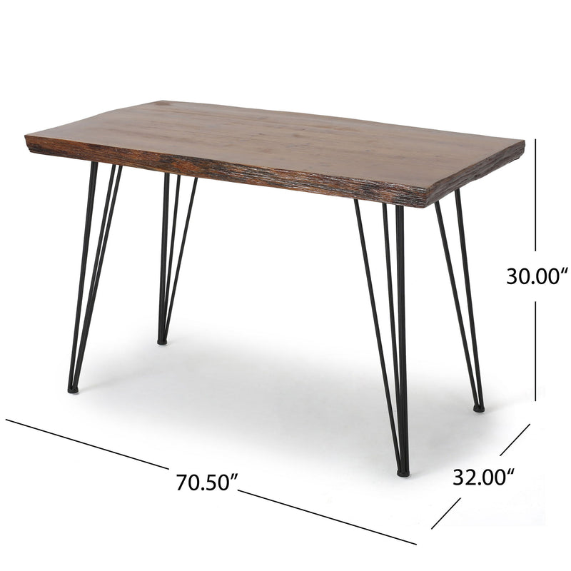 Modern Industrial Faux Live Edge Dining Table With Hairpin Legs - Natural