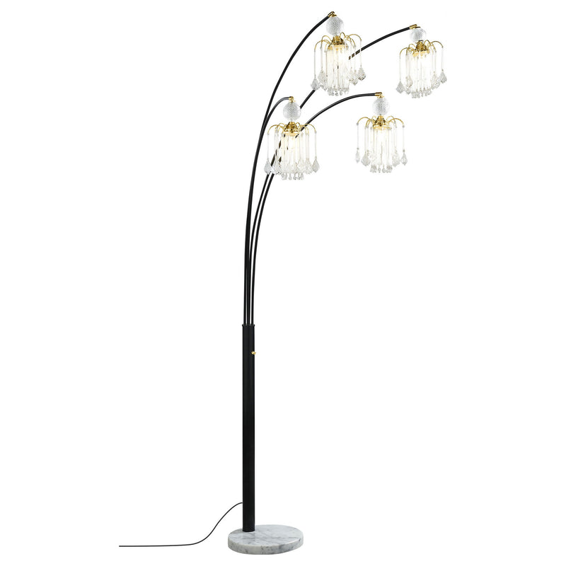 Marcos - Hanging Crystal Arc Tree Floor Lamp With Sculptural Frame - Black