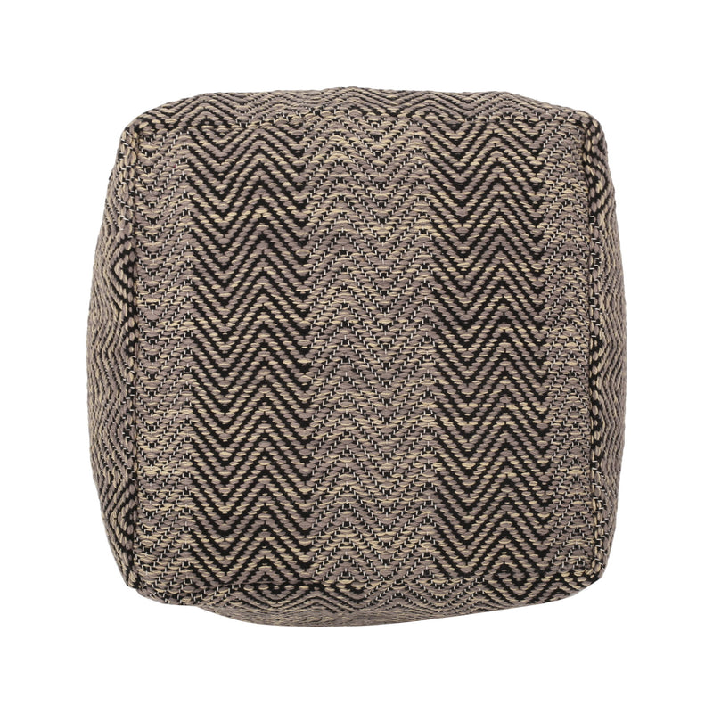 Barracuda - Handcrafted Cotton Pouf With Chevron Pattern - Brown / Beige