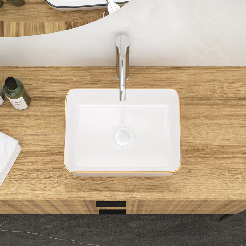 Modern European Style Ceramic Rectangular Vessel Bathroom Sink