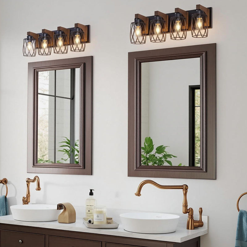 Bathroom Vanity Light, Wall Sconce With Cage Shade