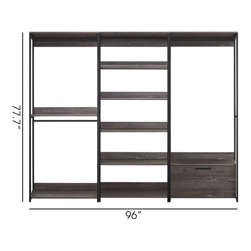 Monica - Walk In Closet System With Modular Design Melamine - Rustic