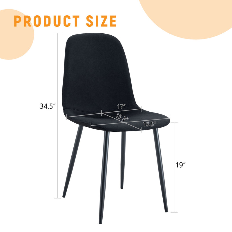 Modern Medieval Style Cushioned Side Chairs Set With Metal Legs For Kitchens