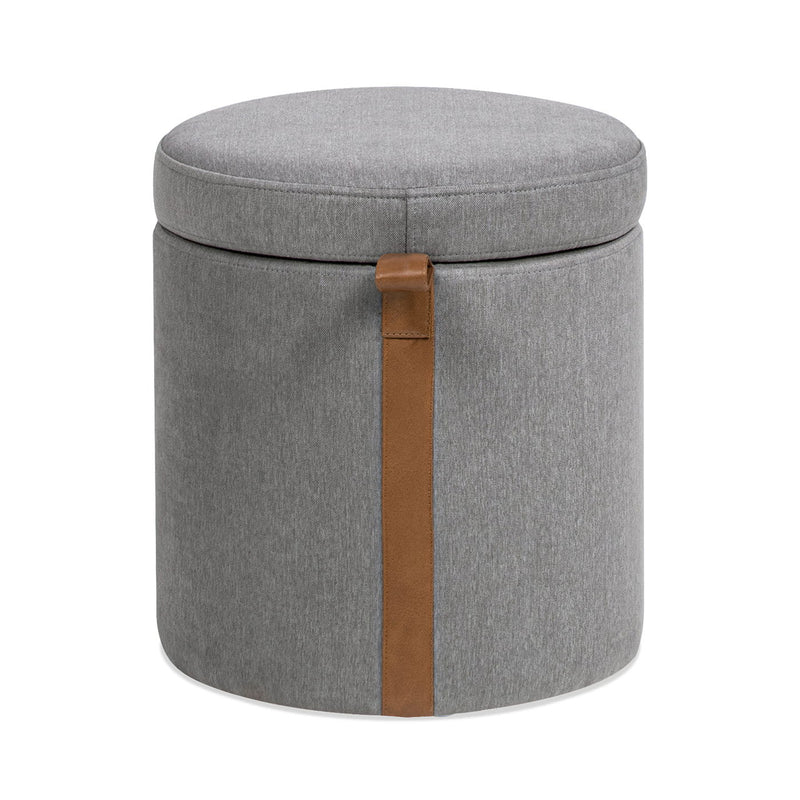 Brandy - Round Upholstered Storage Ottoman With Accent