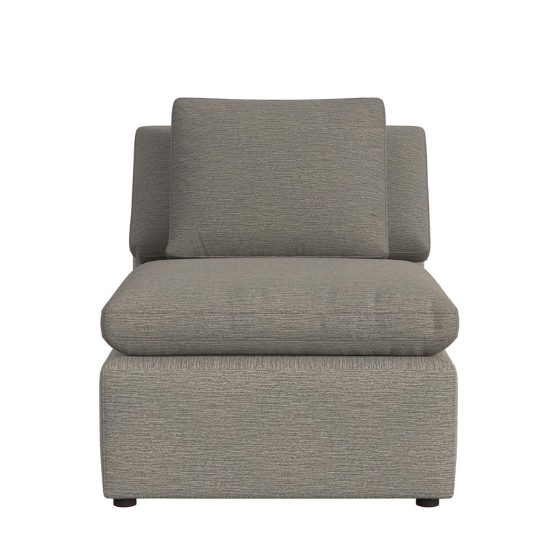 York - Modular Armless Chair With Overstuffed Cushion And Adjustable Pillows - Taupe