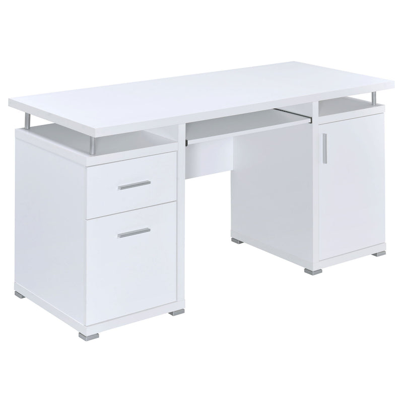Modern Office Computer Desk With 2 Drawers, Adjustable Shelf, Slide Out Keyboard Tray