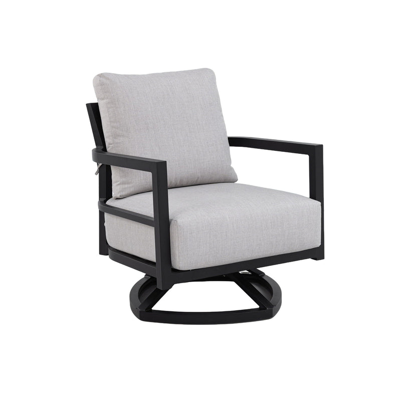 Outdoor Swivel Lounge Chair With Sunbrella Cushion, Weather Resistant - Ember Black
