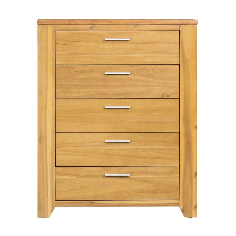 5 Drawer Dresser - Natural Wood / Brown