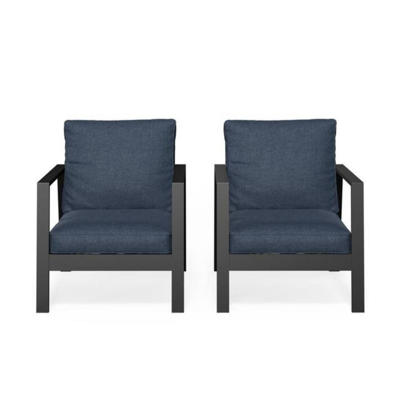 All-Weather Ergonomic Patio Armchairs With Thick Cushions (Set of 2)