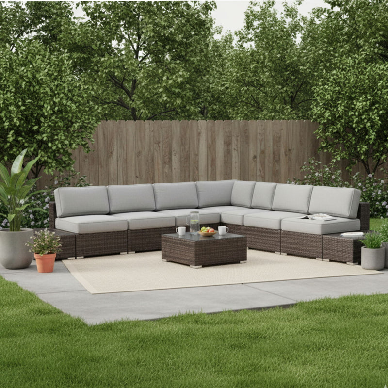 Wicker Sectional Seating Group With Cushions