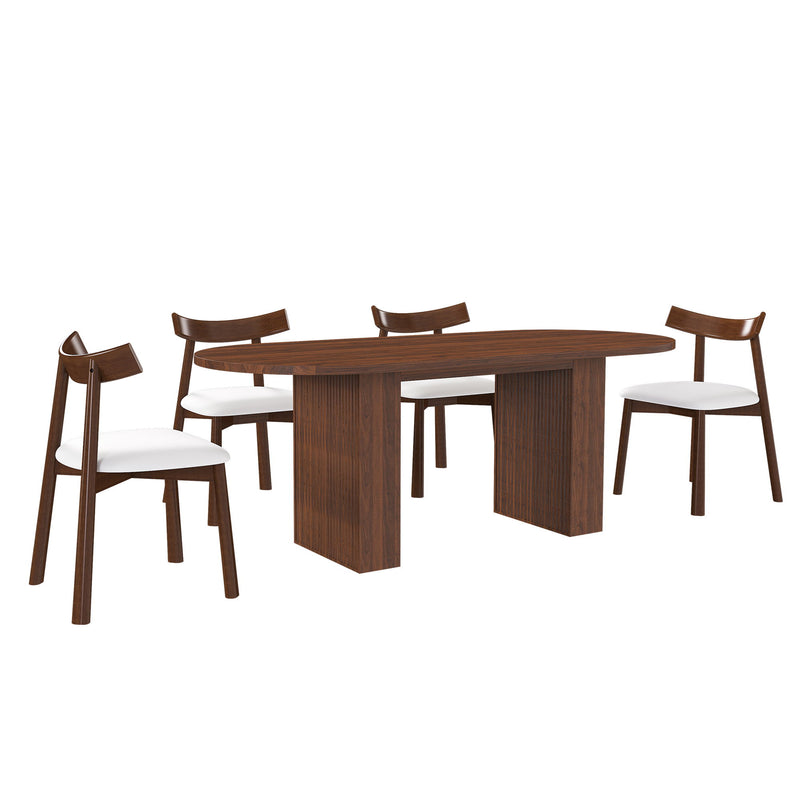 Oval Dining Table Set For 6 With 4 Chairs - Walnut