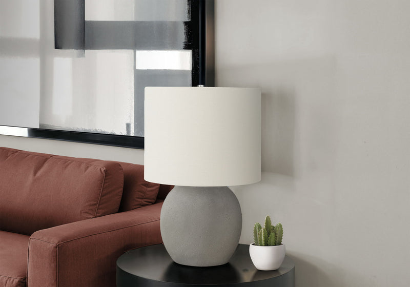 Lighting, Table Lamp, Concrete, Contemporary - Gray / Cream