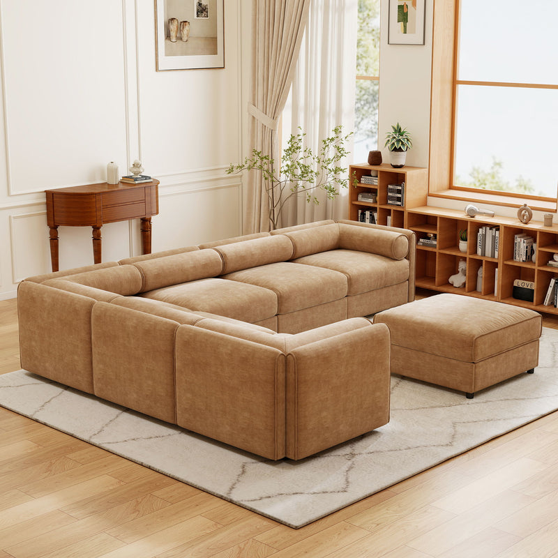 Contemporary Elegant Sofa With Storage And Ottoman
