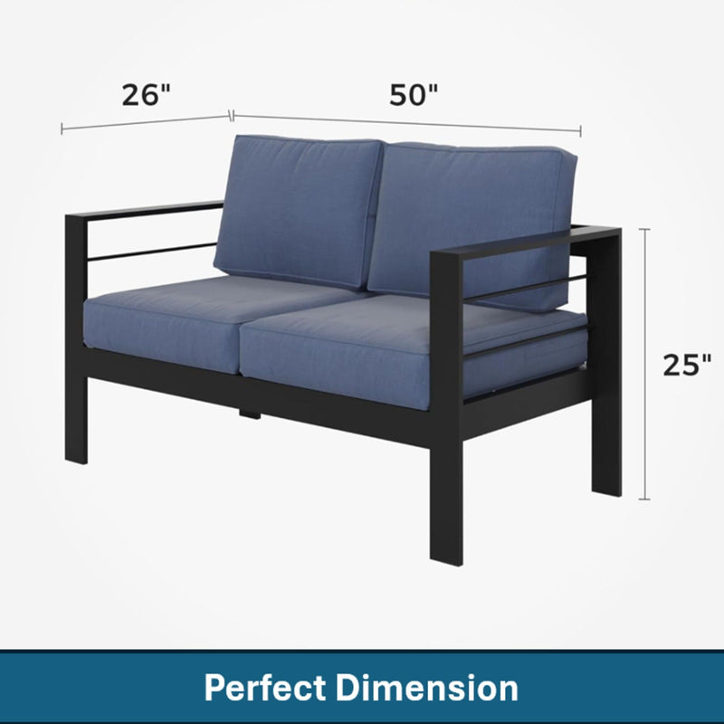 All-Weather Patio Loveseat With Thick Cushions